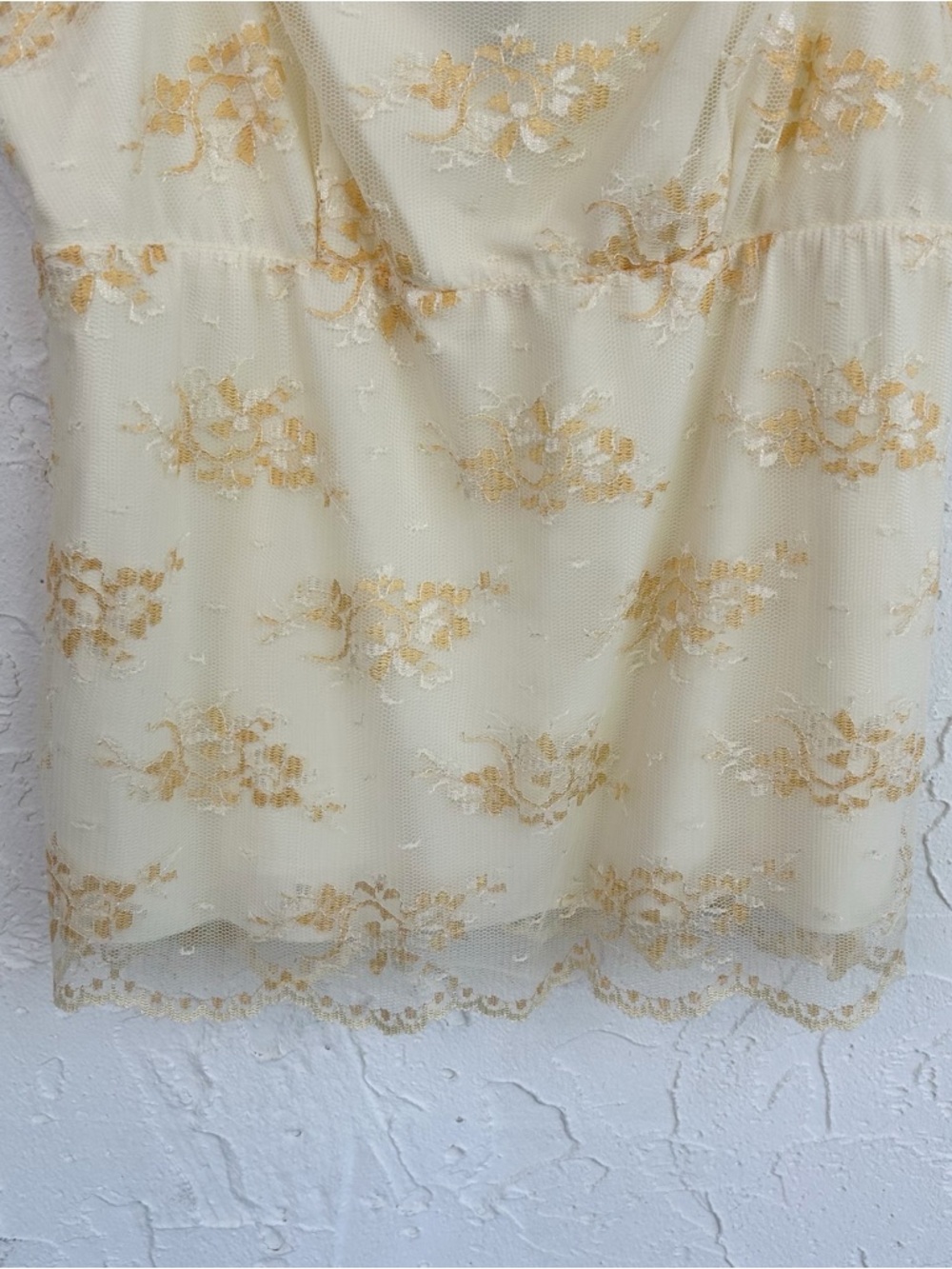 Vintage Y2K White/Cream Square Neck Lace Babydoll Cami Size Large - Picture 4 of 11